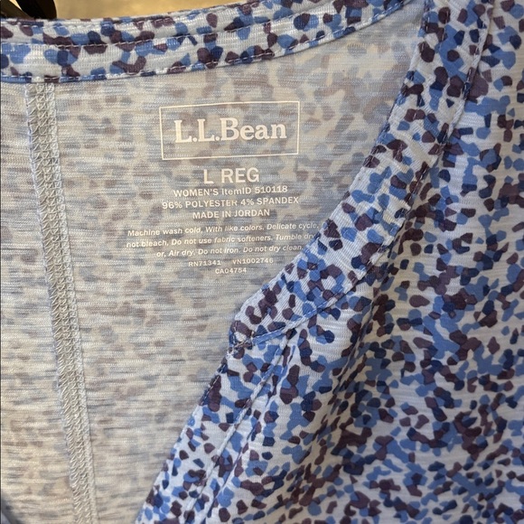 L.L. Bean Women's Short Sleeve Blue Speckled Tee large - Picture 2 of 3